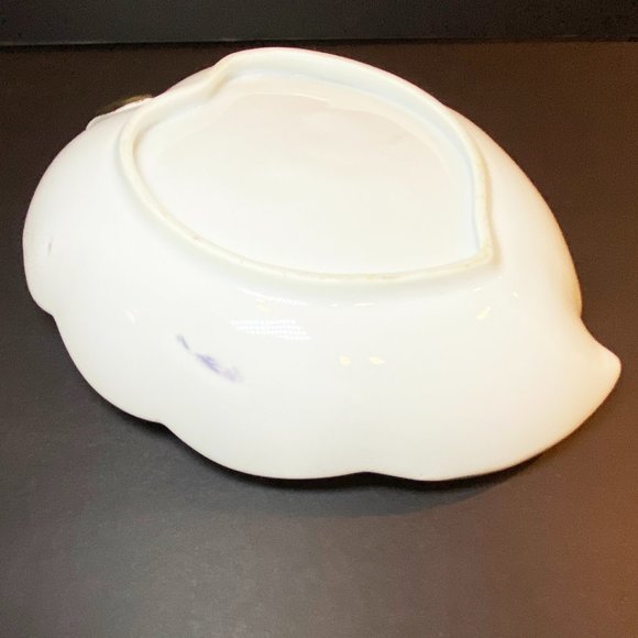 Vintage Porcelain Dish Fruit Transfer Gold Tone Handle - Picture 5 of 6